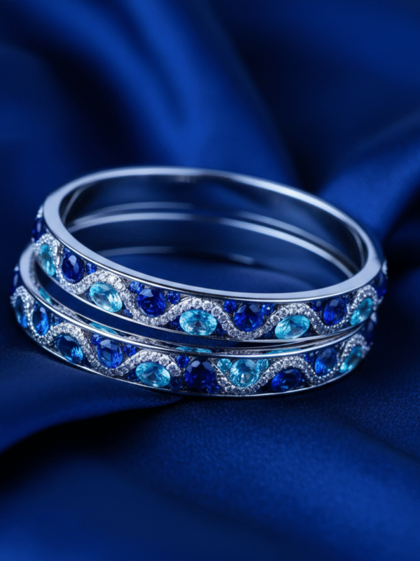 3 (110) Elegant Party Wear Bangles – Gold Plated with Sparkling Stones