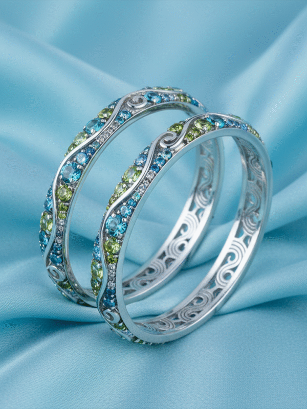 Festival Celebration Bangles – Antique Gold with Red Stones