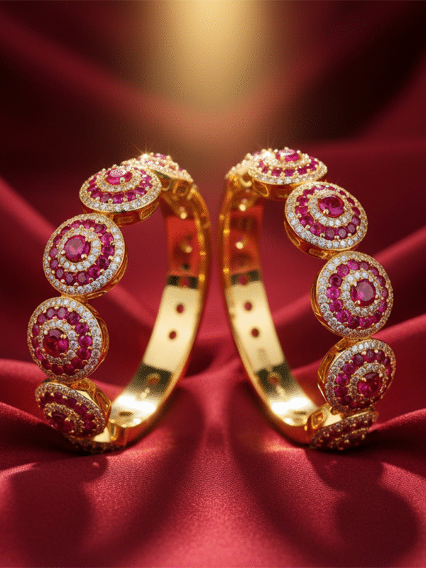 3 (76) Luxury Polki Bangles – Heavy Stone Studded Bridal Jewelry