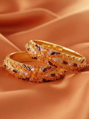 3 (82) Traditional Wedding Bangles – Kundan Stone Jewelry Set