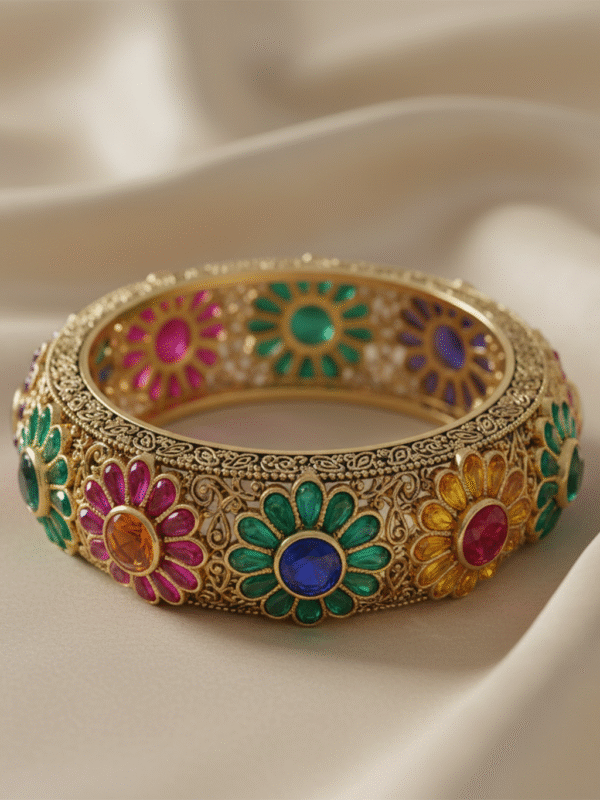 3 (96) Elegant Shopping Wear Bangles – Designer Gold Finish Stones