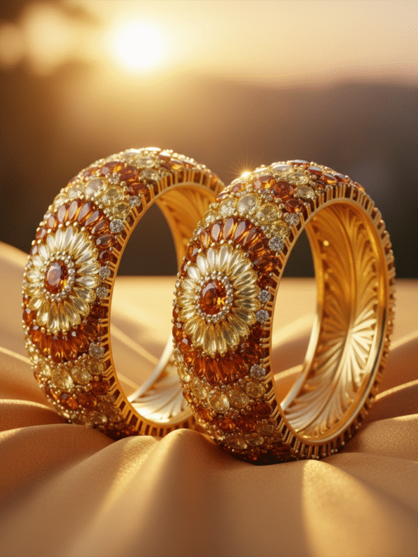 3 (98) Traditional Wedding Bangles – Heavy Kundan Stone Jewelry Set