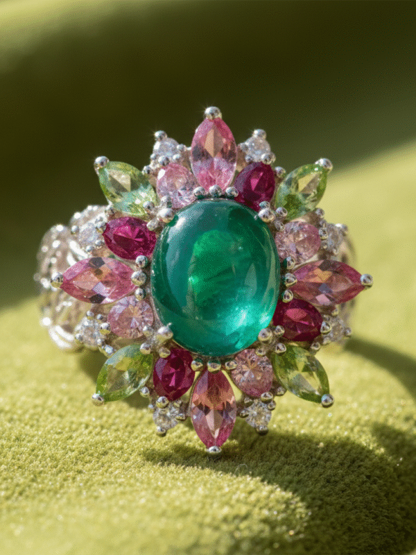 4 (4) Modern Geometric Stone Ring for Women