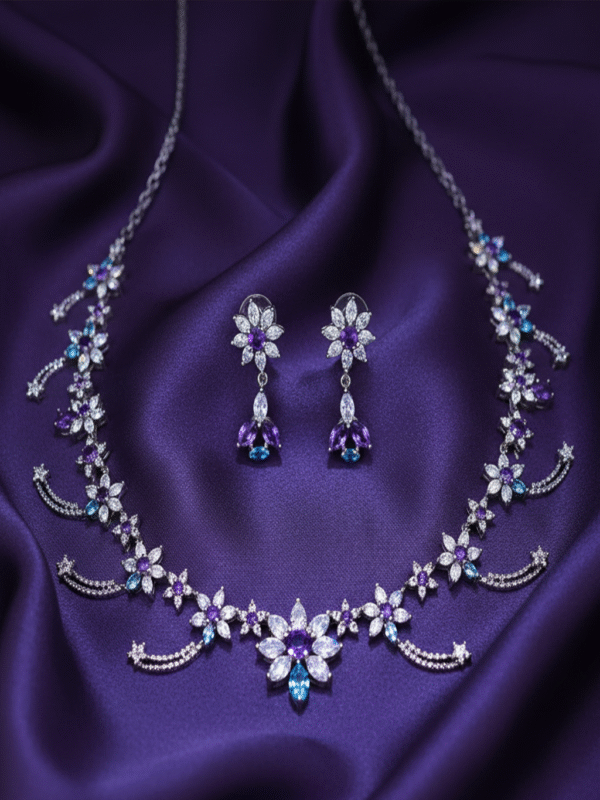 Untitldded-1 Elegant Crystal Party Necklace Set – Locket with Matching Earrings