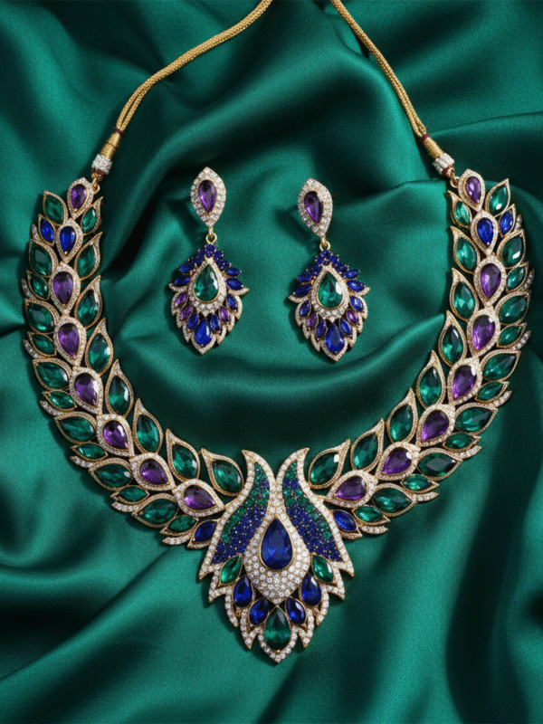 Untitldhged-1 Chic Party Wear Necklace Set – Minimalist Pendant with Earrings