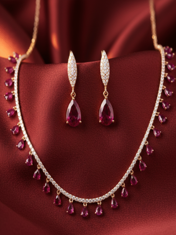 Untitled 1 Elegant Party Wear Set – Rose Gold Pendant with Earrings