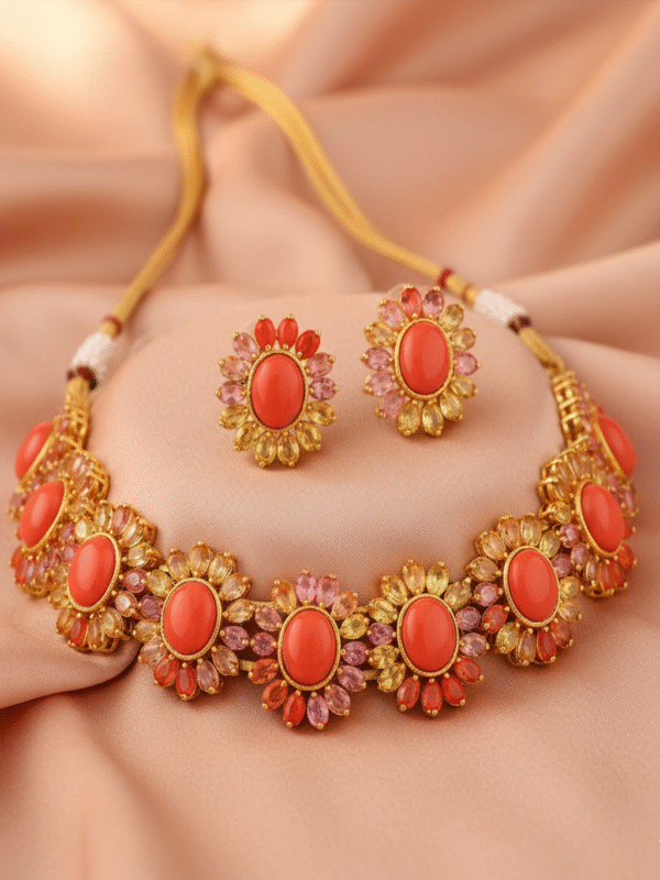 Untitled-1gg Modern Party Necklace Set – Geometric Pendant and Earrings