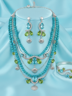 Untitledj-1 Trendy Party Wear Set – Diamond Look Pendant and Earrings
