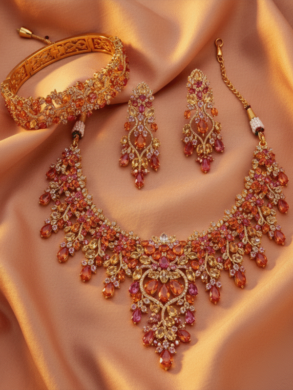 Untjitled-1 Stylish Party Wear Earrings – Gold Plated Crystal Danglers