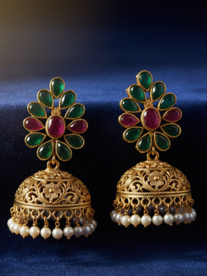 1 (221) Bridal Earrings – Heavy Kundan Stone Jewelry for Wedding