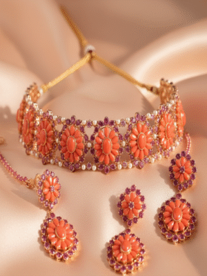 1 (44) Fioren Luxe – The Blooming Flame Party Jewellery Set