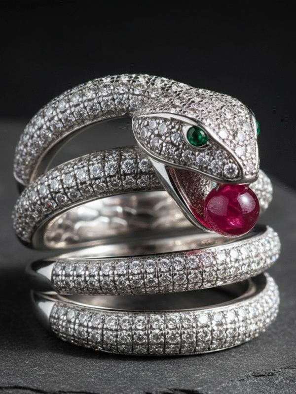 Velvet Snake Aurora Ring – Elegant Glow