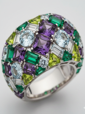 4 (91) Modern Stylish Ring – Geometric Shape with Stones