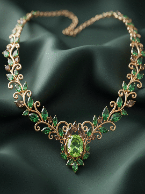 m (22) Trendy Party Necklace – Gold Plated Pendant with Stones