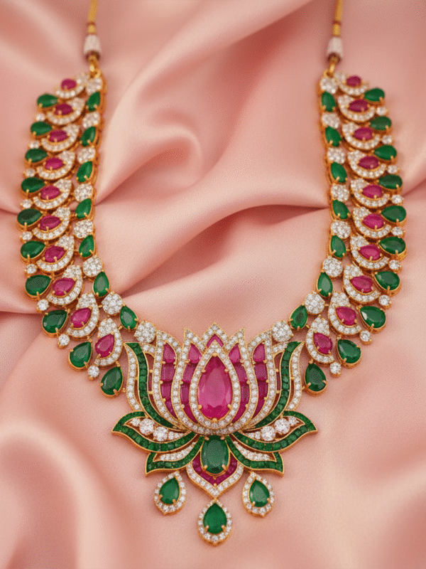 m (47) Trendy Party Wear Necklace – Stylish Gold Plated Statement Piece