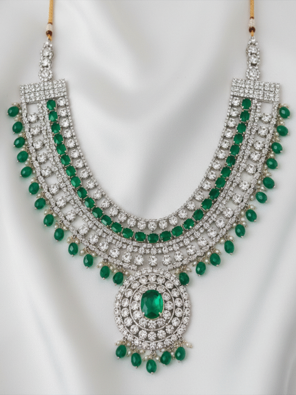 m (52) Designer Necklace – Pearl and Zircon Studded Fashion Jewelry