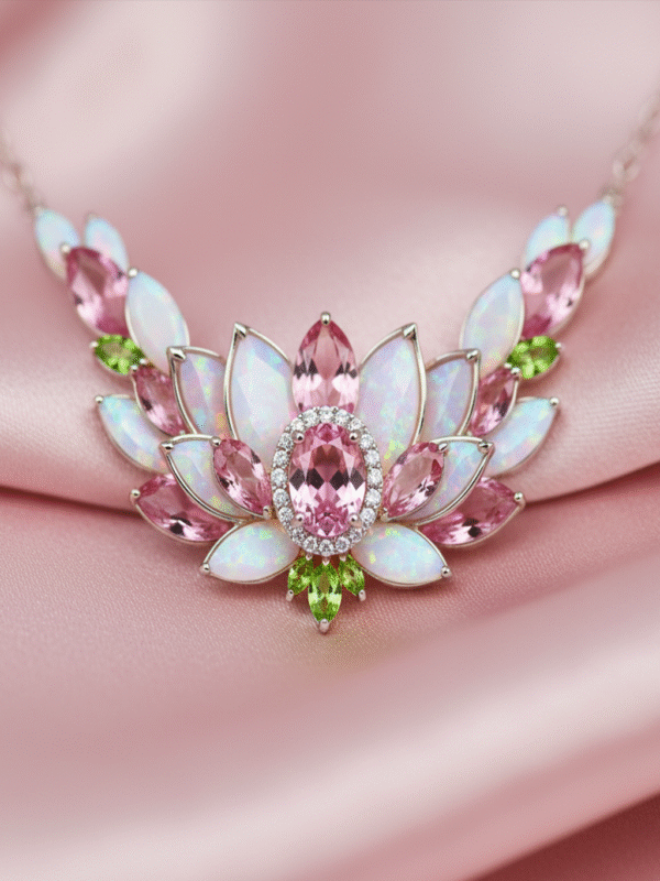 m (57) Elegant Party Wear Necklace – Gold Plated with Crystal Stones